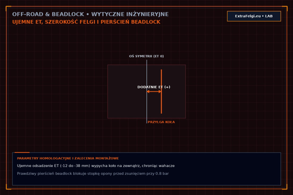 Geometria off-road w Jeepie: ujemne ET, poszerzenie rozstawu, felgi beadlock i ochrona rantu w terenie