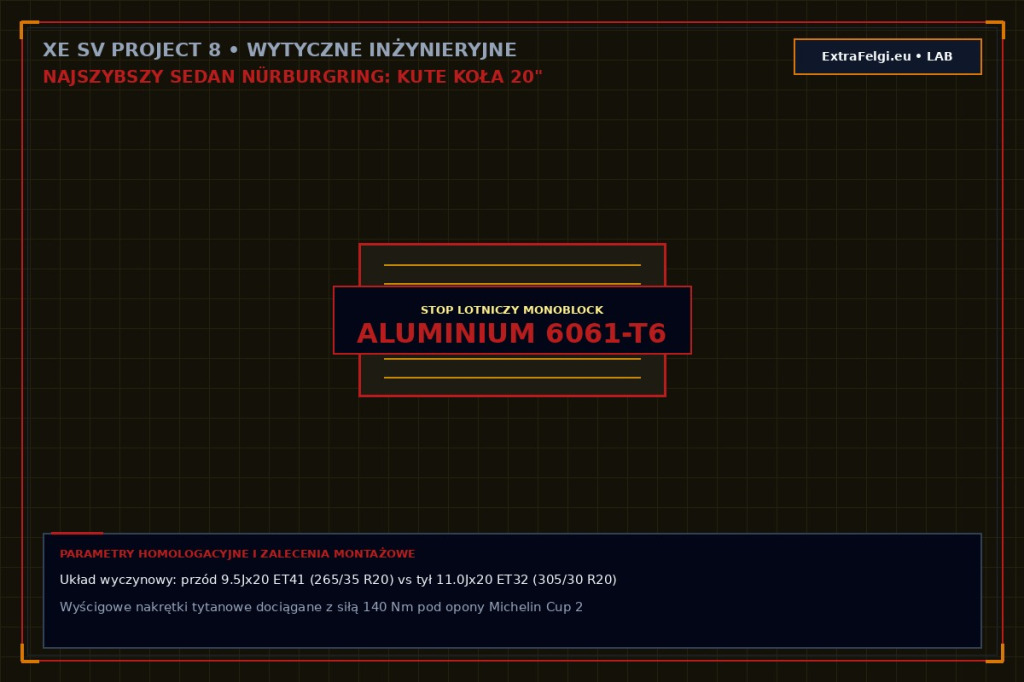 Felgi do Jaguar XE SV Project 8 (600 KM) – wyczynowe koła 20x9.5J / 20x11.0J, tarcze CCM 400 mm